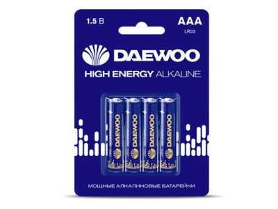 Батарейка AAA LR03 1,5V alkaline BL-4 шт HIGH ENERGY DAEWOO 5030381