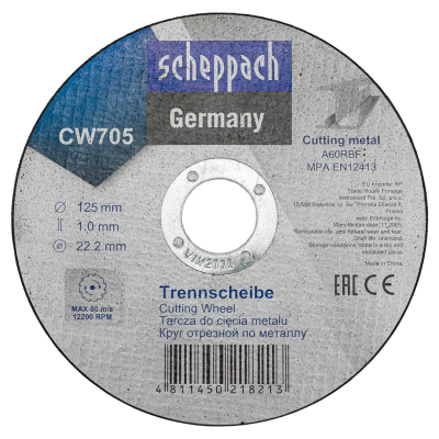 Круг отрезной по металлу 125х1,0х22,2 мм Scheppach Sch-CW705