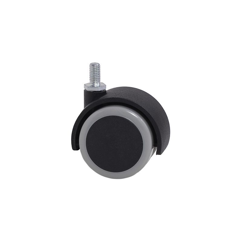 Колесо меб. пласт. FURNI d50 с винтом M8, черный/серый AKS 122718