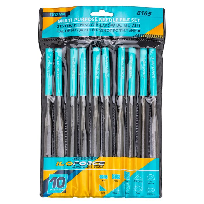 Набор надфилей разнопрофильных 180 мм, 10 пр. ILOforce IF-6165