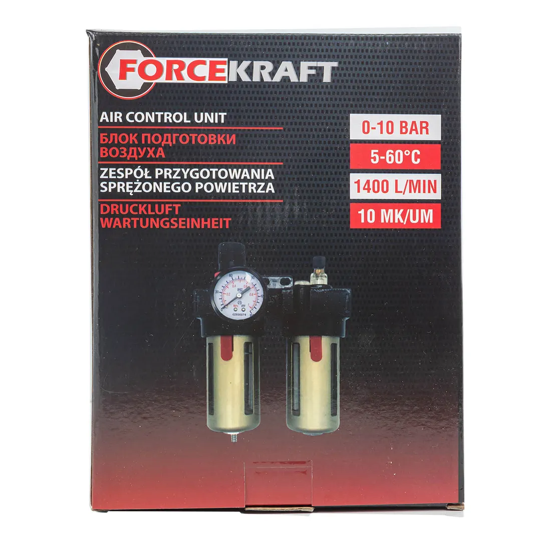 Блок подготовки воздуха, фильтр-регулятор + лубрикатор, 3/8" ForceKraft FK-BFC3000