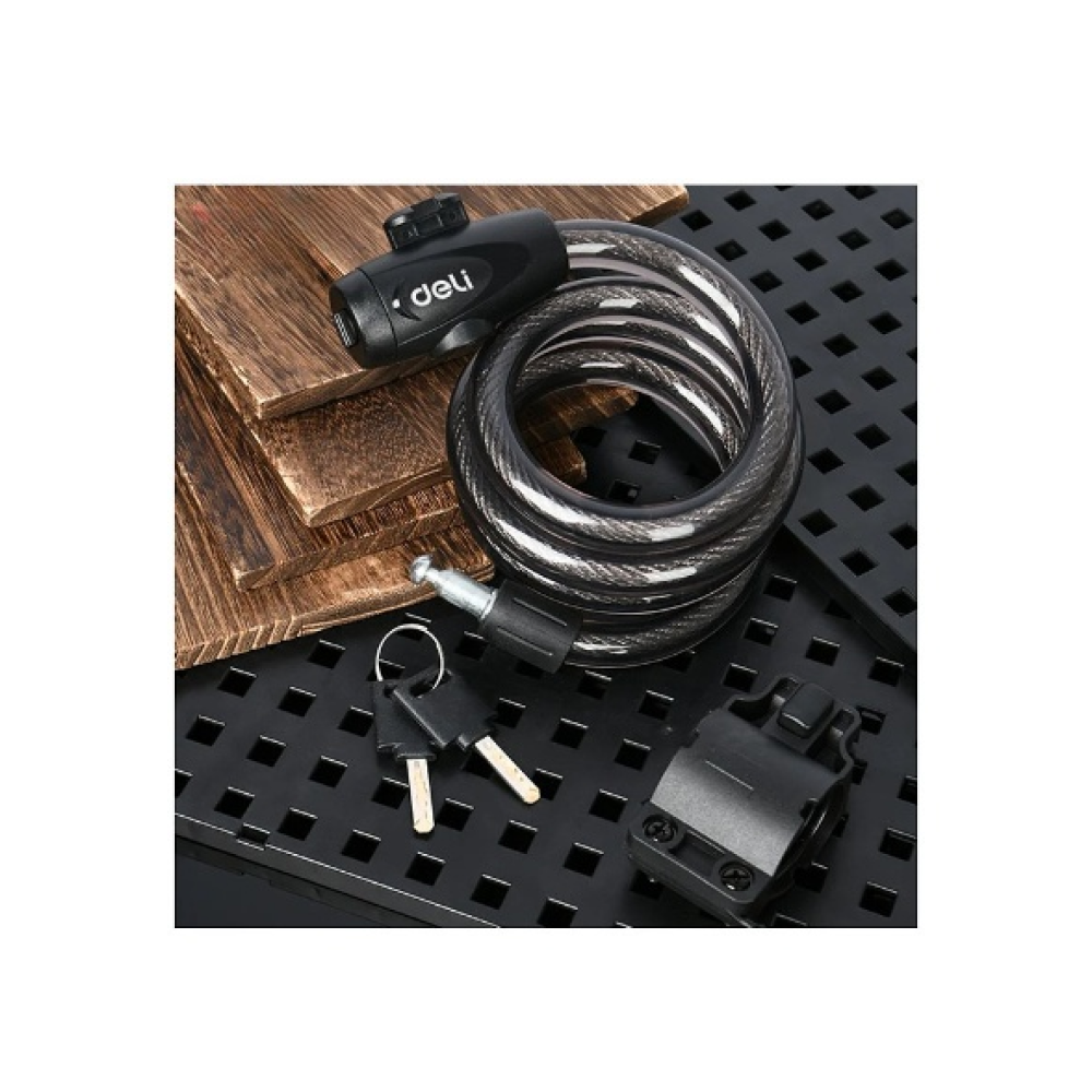 Замок тросовый велосипедный Deli YS EDL508063, 15х1200мм, ключи 2 шт
