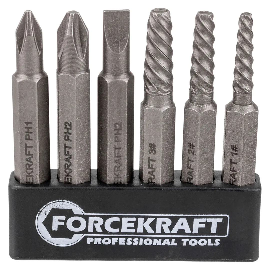 Ударно-поворотная отвертка с набором бит и экстракторами резьбы 7 пр ForceKraft FK-5064V