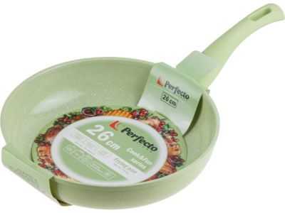 Сковорода ф 26х5.8 см, алюм., антиприг. покр., серия Cook&Fun, зеленая, PERFECTO LINEA 55-260203