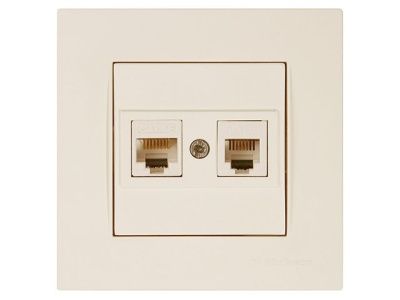 Розетка телефонная + компьютерная, RJ12+Cat5e, скрытая, кремовая, RITA, Mutlusan 22201390102