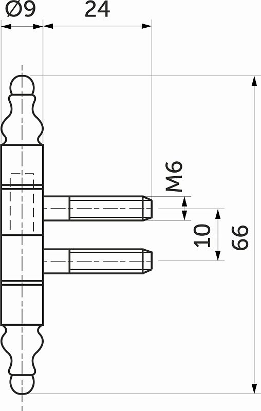 Петля карточная/штыревая 50*9*66мм золото LEBA 47149