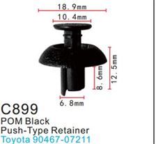 Клипса для крепления внутренней обшивки а/м Тойота пластиковая, 100 шт Forsage C0899(Toyota)