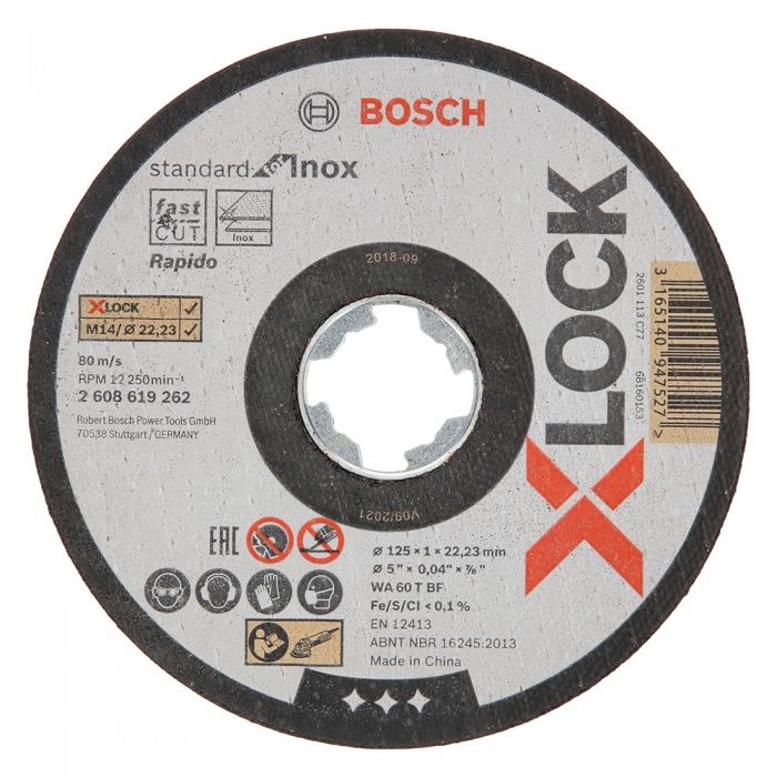 Отрезной круг X-LOCK 125x1x22,23 мм, 10 шт, Standard for Inox Bosch 2608619267