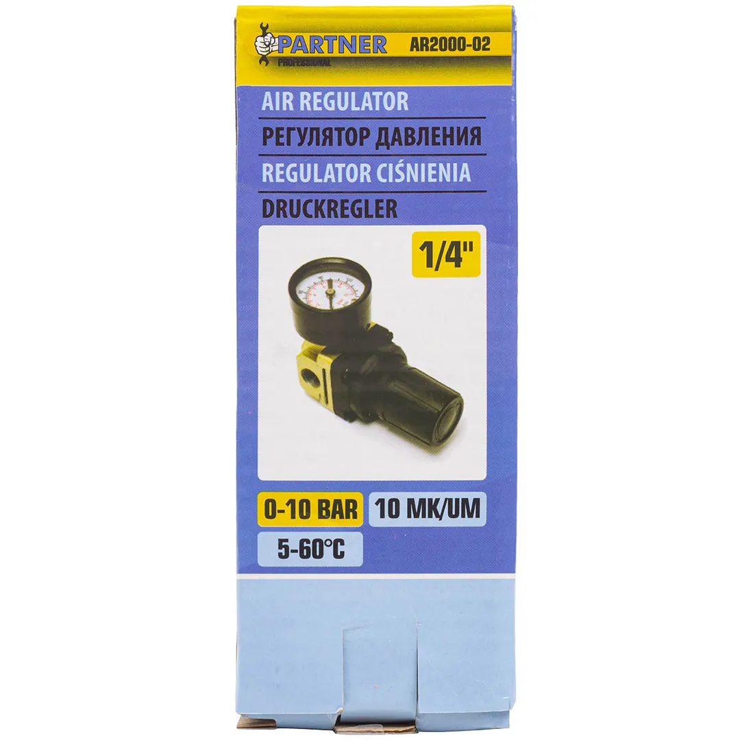 Регулятор давления воздуха 1/4'', 0-10bar, раб. температура 5°-60° Partner PA-AR2000-02