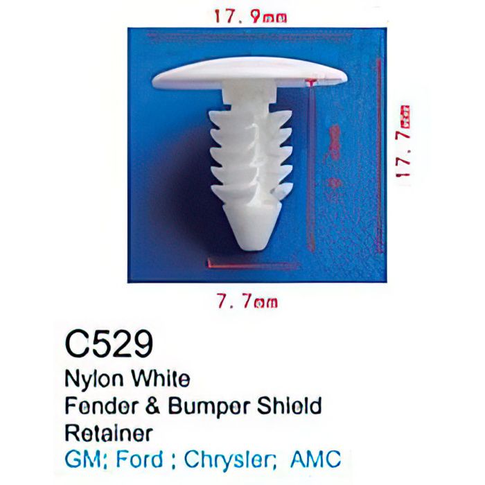 Клипса для крепления внутренней обшивки а/м Крайслер пластиковая, 100 шт Forsage C0529(Chrysler)