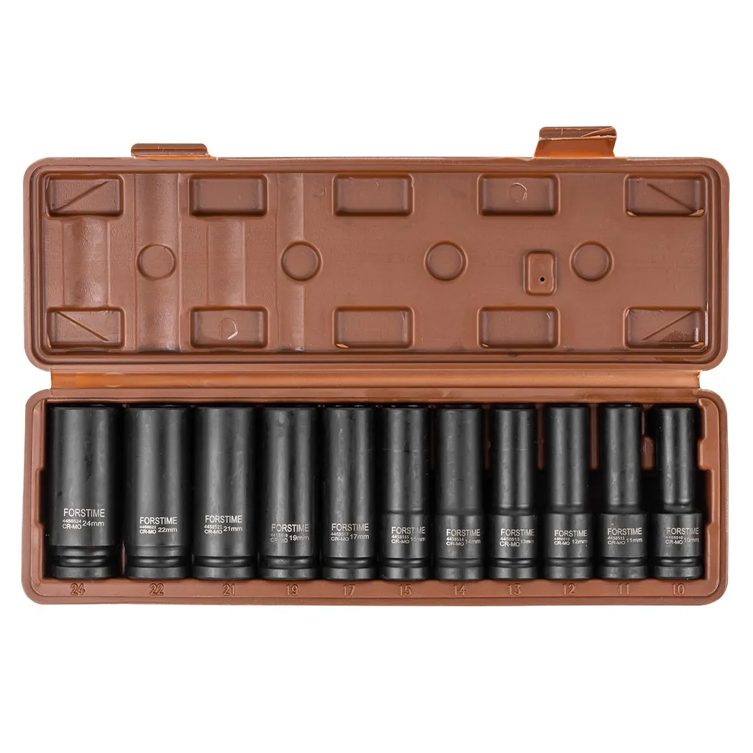 Набор головок ударных глубоких 10-24 мм 1/2'' 6-гр 11 пр FORSTIME FT-4117-5MPB