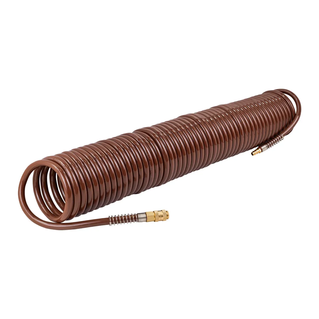 Пневмошланг витой полиуретановый 10х14 мм, 20 м с быстроразъемами FORSTIME FT-1410-20M