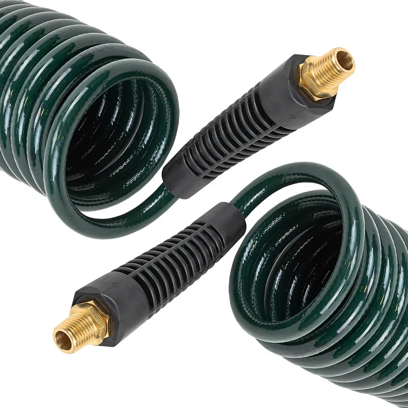 Шланг витой полиуретановый 6.5х10 мм, 10 м с резьбовыми наконечниками 1/4'', 15бар, раб. t от -20 до +60°С RockForce RF-AHC-48B