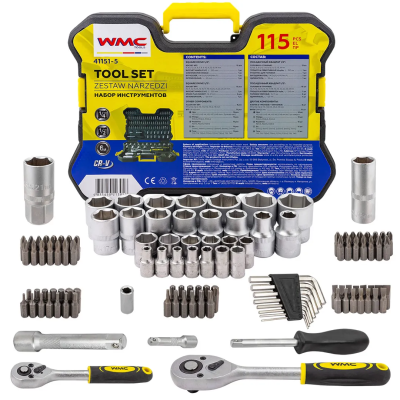 Набор инструментов 115 пр 1/4''&1/2'' 6-гр WMC TOOLS WMC-41151-5