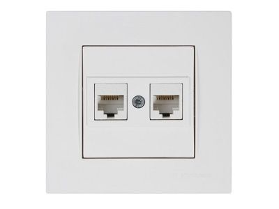 Розетка компьютерная 2xRJ45, Cat6, скрытая, белая, RITA, Mutlusan 22201410101