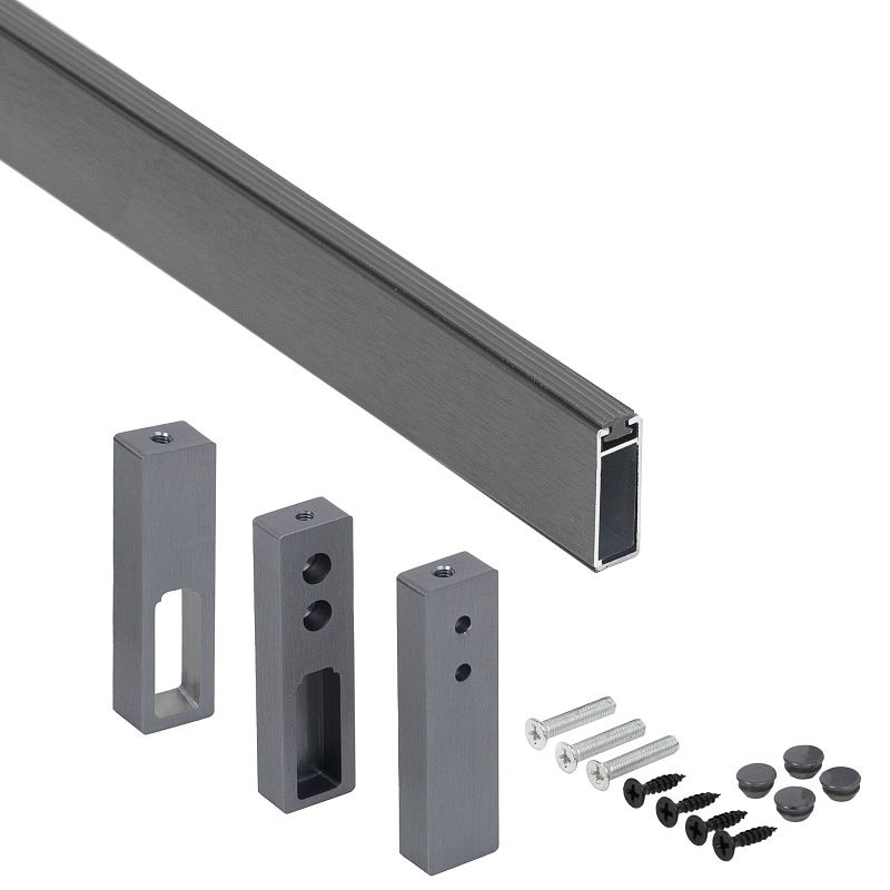 Штанга гардеробная прямоуг. FAME L-1000 с проходным и концевыми держателями, графит браш AKS 121279