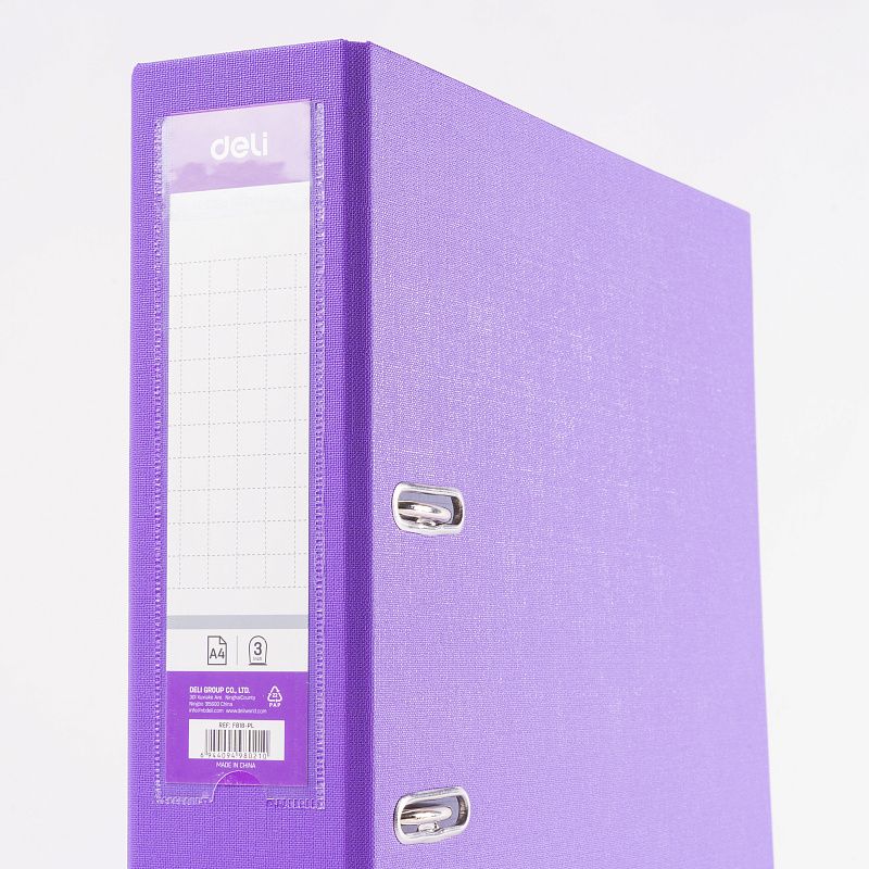Папка-регистратор "Deli", А4, 75 мм, фиолетовый