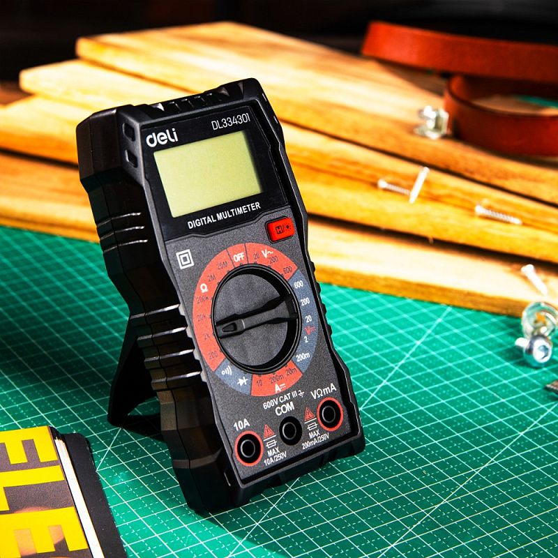 Мультиметр цифровой Deli RS EDL334301, 600В, универсальный, черный