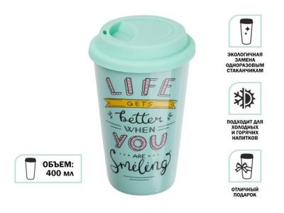 Кружка керамическая, 400 мл, Life gets better, PERFECTO LINEA