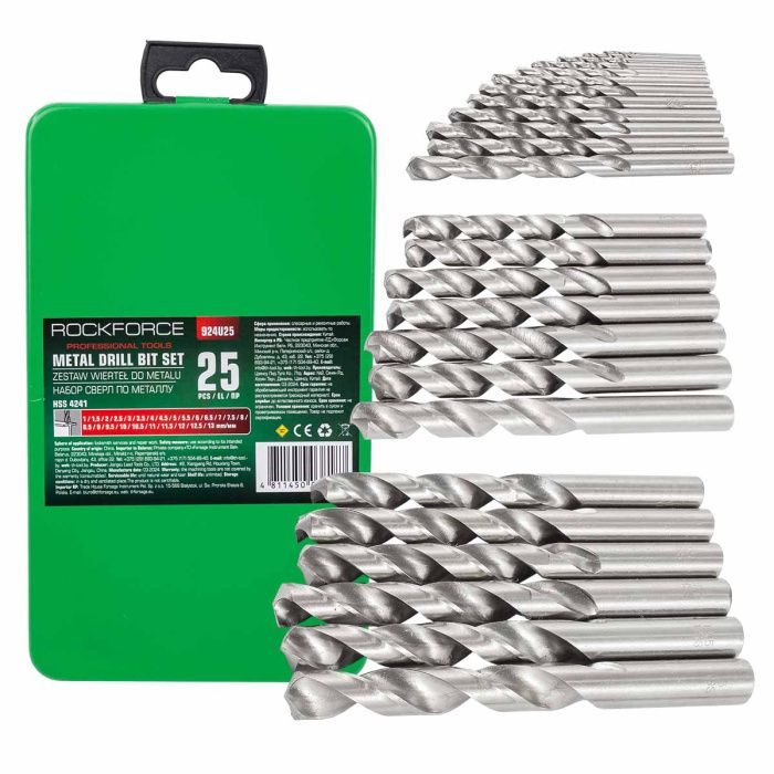 Набор сверл по металлу HSS 4241 25 пр. RockForce RF-924U25