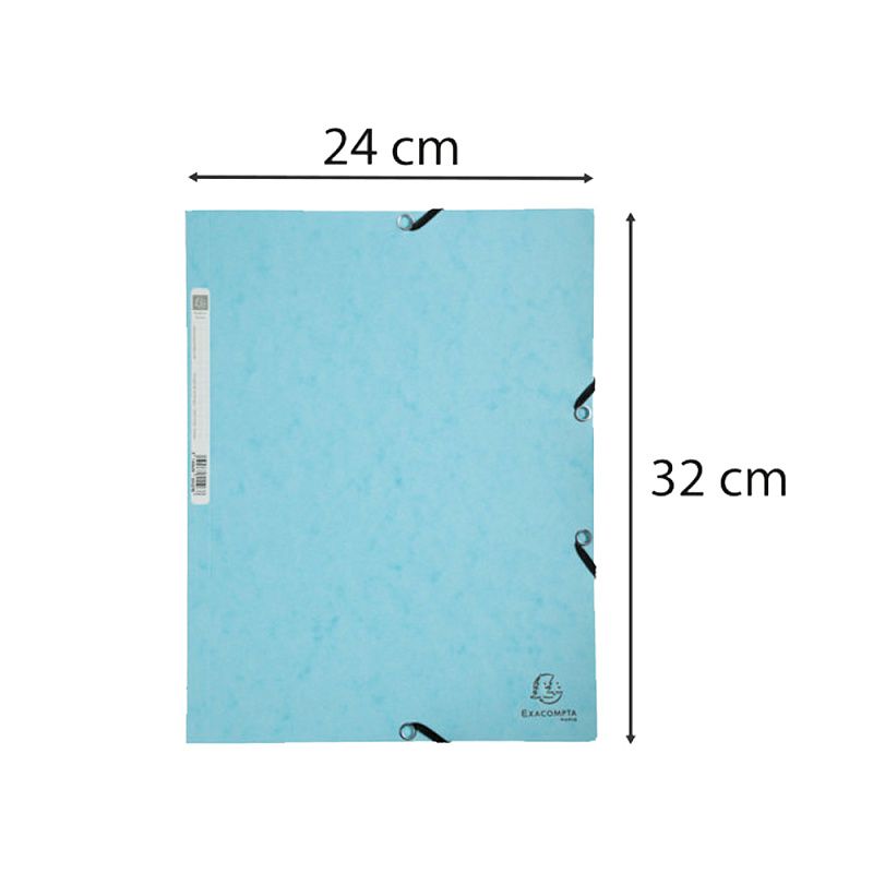 Папка на резинках "Aquarel", А4, 15 мм, картон, голубой