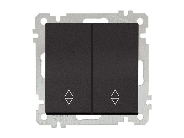 Выключатель проходной 2-клав., скрытый, без рамки, винт. зажим, черный, DARIA, 10 A, 250 V, IP 20, Mutlusan 21004040284