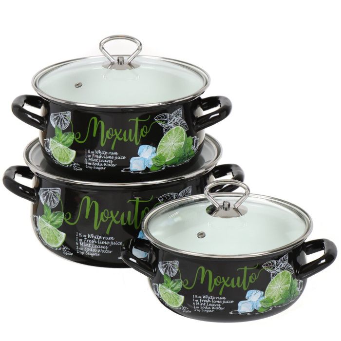 Набор кастрюь 1 Экстра стиь, 2, 3, 4 черная Керченский металлургический завод 61915-МОХИТО