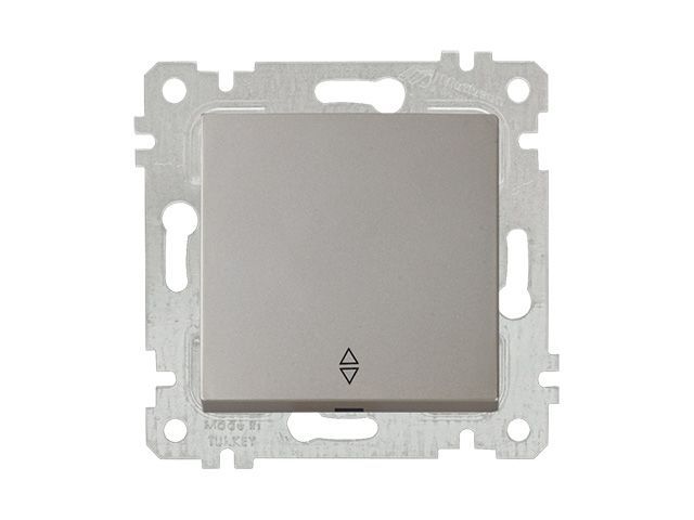 Выключатель проходной 1-клав., скрытый, без рамки, пруж. зажим, титан, RITA, 10 A, 250 V, IP 20, Mutlusan 22004030183
