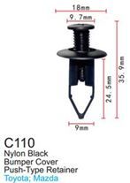 Клипса для крепления внутренней обшивки а/м Мазда пластиковая, 100 шт Forsage C0110(Mazda)