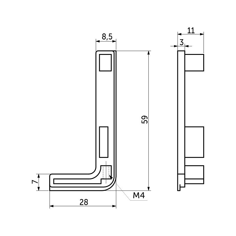 Комплект заглушек металлич. к профилю Gola, L-образных (левая+правая) черный 3 AKS 67684