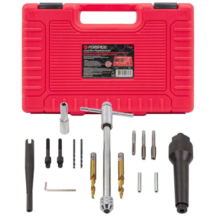 Комплект инструментов для извлечения свечей накаливания и реставрации резьбы Forsage F-916G3