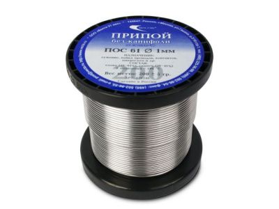 Припой ПОС 61 проволока, катушка ф1мм, 200г, без канифоли Векта 30246