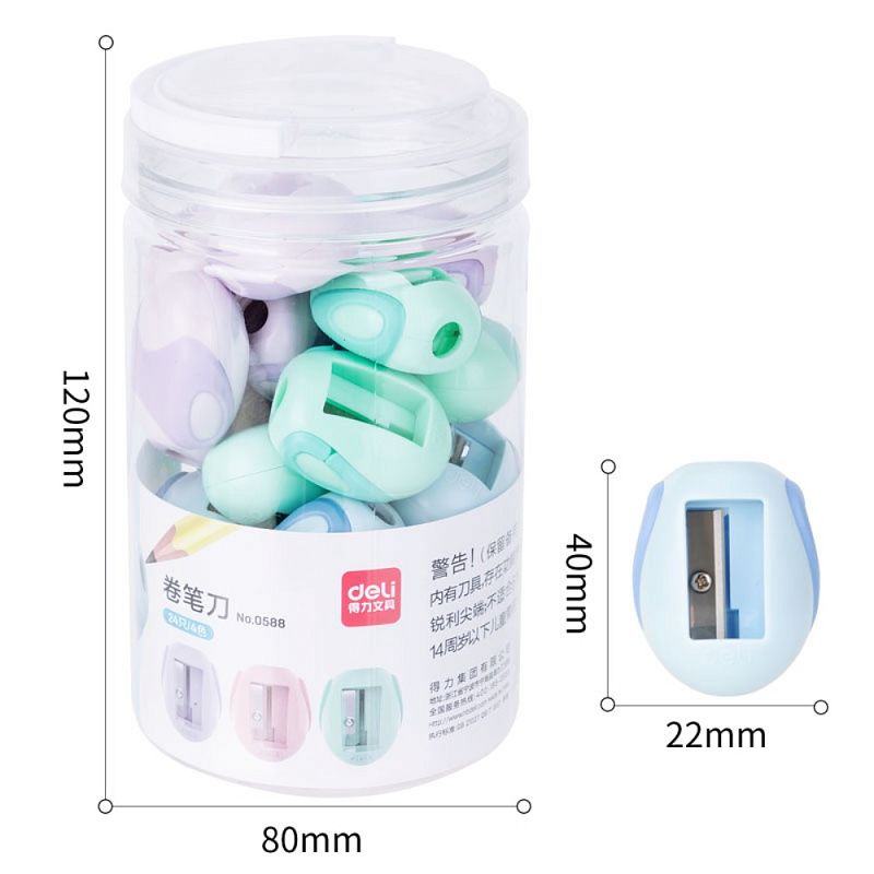 Точилка "Deli 0588", 1 отверстие, ассорти