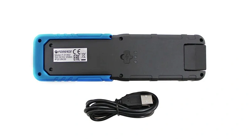 Лампа светодиодная аккумуляторная 5W COB+1W, магнит, 180-гр, 250Lm, 2000mAh, USB провод Forsage F-01402
