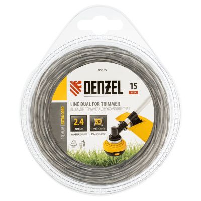 Леска двухкомпонентная для триммера квадратная витая, 2,4 мм х 15 м, EXTRA CORD Denzel 96185