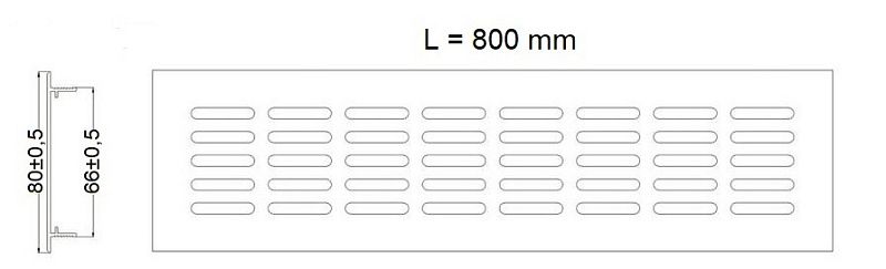 Решетка вентиляционная 800х80мм темно-коричневая алюминий AKS 121016