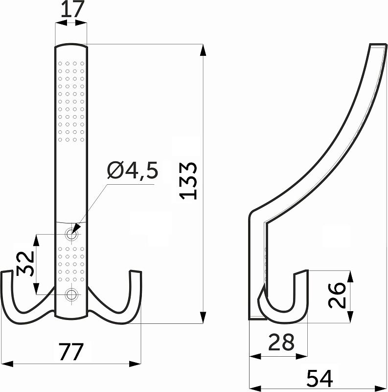 Крючок меб. трехрожковый мет. WP11 черный GRIDLI 115669