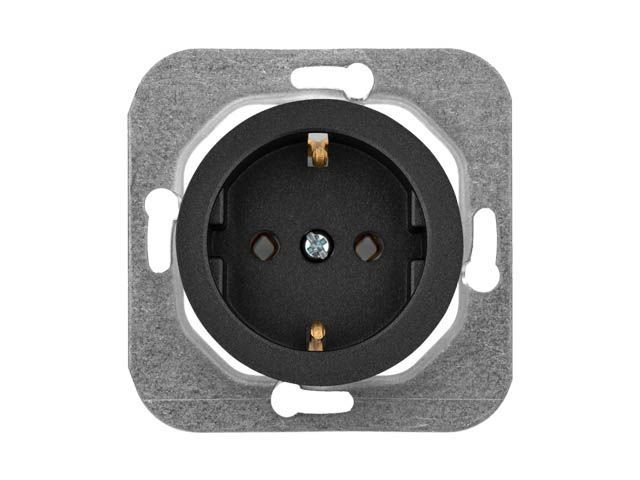 Розетка 1-ая (скрытая, с/з) графит, Прованс, Bylectrica РС16-1402гр