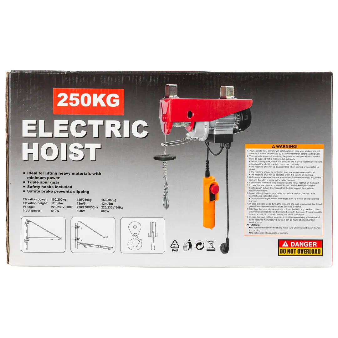 Таль подвесная 250/500 кг, 220V, 1000W, высота подъема: 250 кг-12 м, 500 кг-6 м RockForce RF-TRH1005