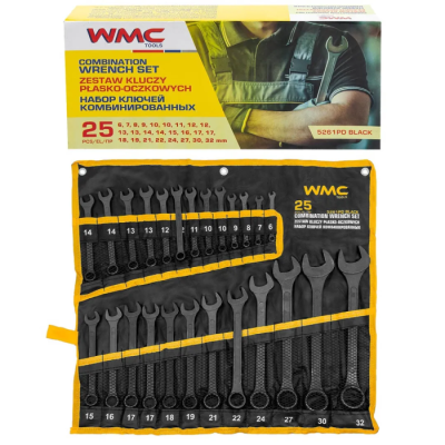 Набор ключей комбинированных 6-32 мм 25 пр WMC TOOLS WMC-5261PD Black