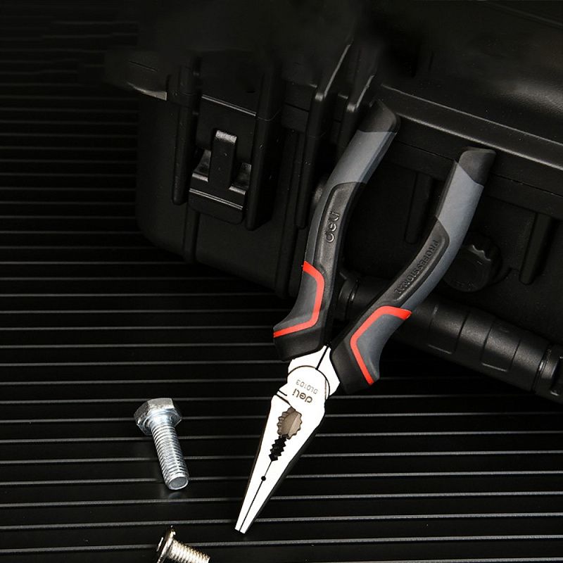 Длинногубцы Deli RS EDL0104, 200 мм, черный, красный