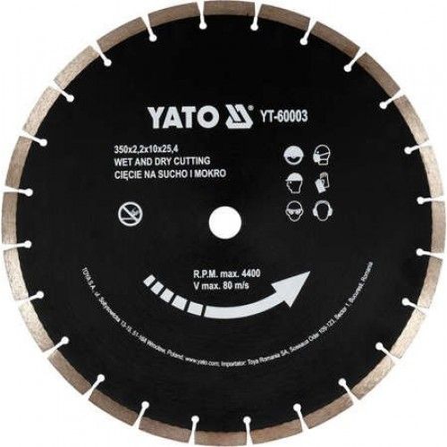Круг алмазный 350x25,4 мм, сегмент Yato YT-60003