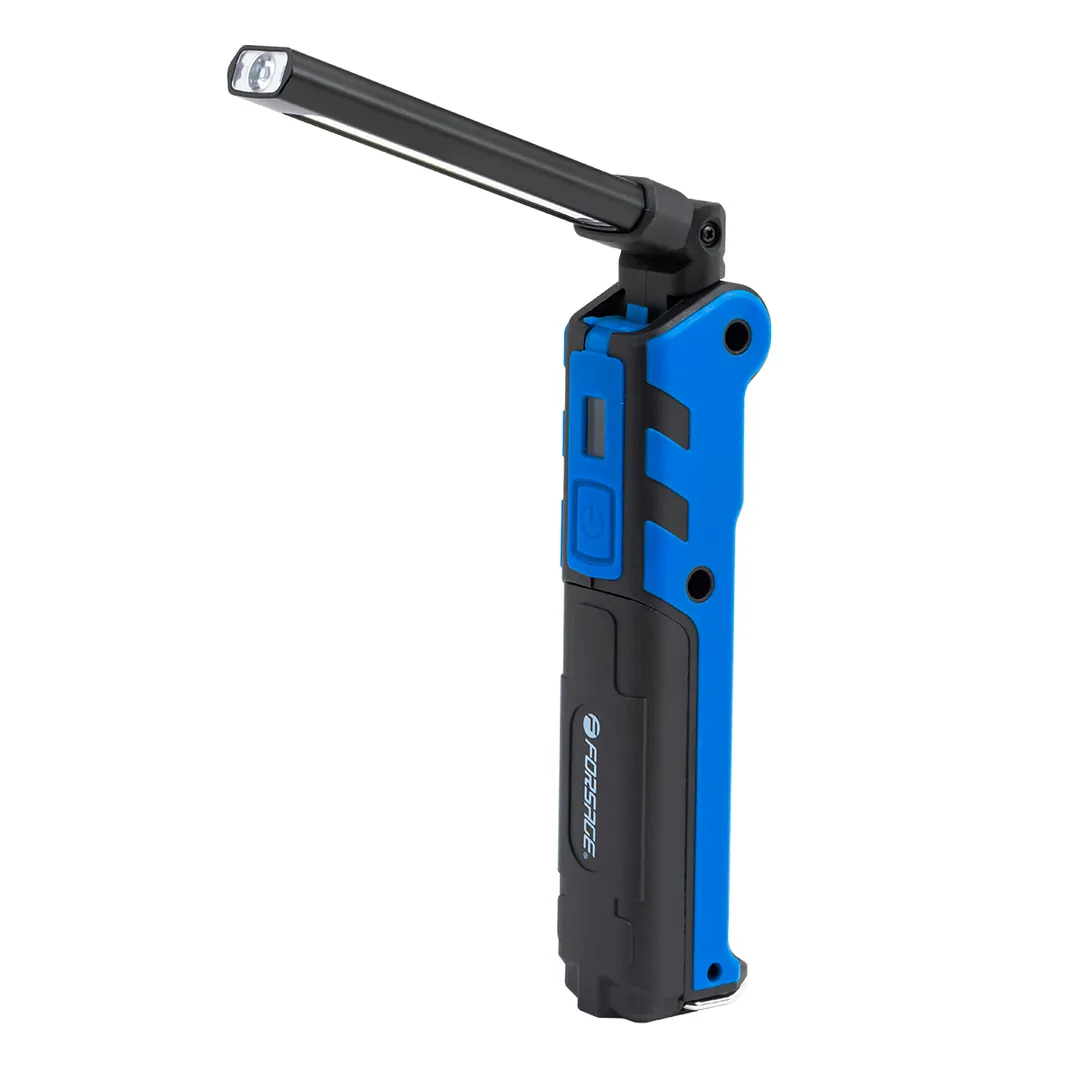 Лампа светодиодная аккумуляторная с магнитом 5W/3WCOB, 150/360Lumen, 3.7V, 2000mAh, t зарядки 4 ч, USB Forsage F-EL2301