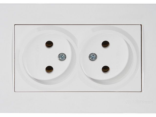 Розетка 2-ая, скрытая, б/з, керамика, белая, RITA, 16 A, 250 V, IP 20, Mutlusan 22202010201