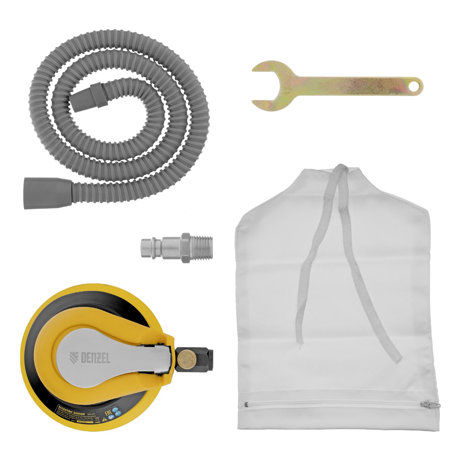 Эксцентриковая шлифовальная машина EPG125, 125 мм, 9000 об/мин, 5 мм, 113 л/мин Denzel 57492