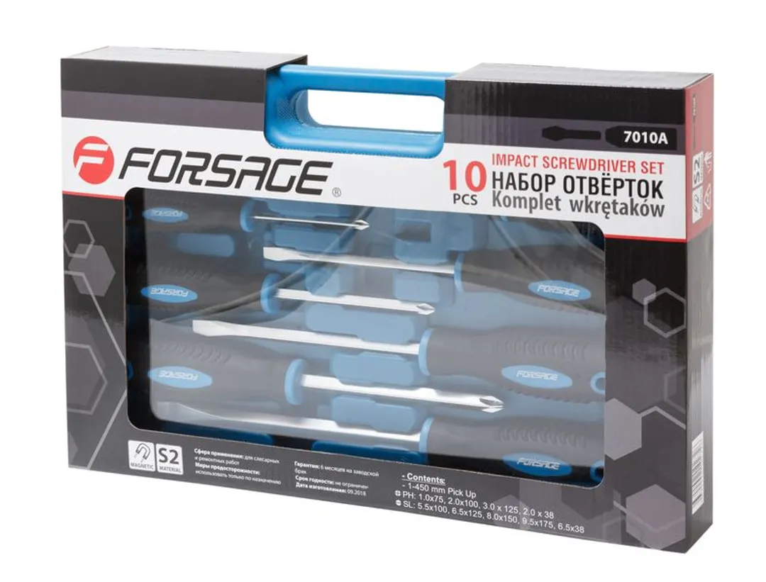 Набор отверток магнитных ''Profi'' 10 пр. Forsage F-7010A