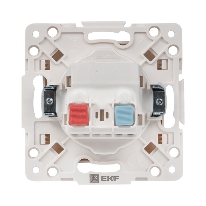 Стокгольм Механизм Розетки 1-местной б/з 10 А автоматические клеммы белый с защ, штор, EKF PROxima EYR10-022-10