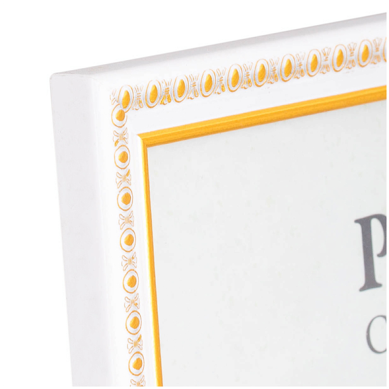 Фоторамка "OfficeSpace №9", 21х30 см, пластик, со стеклом, белый, золото