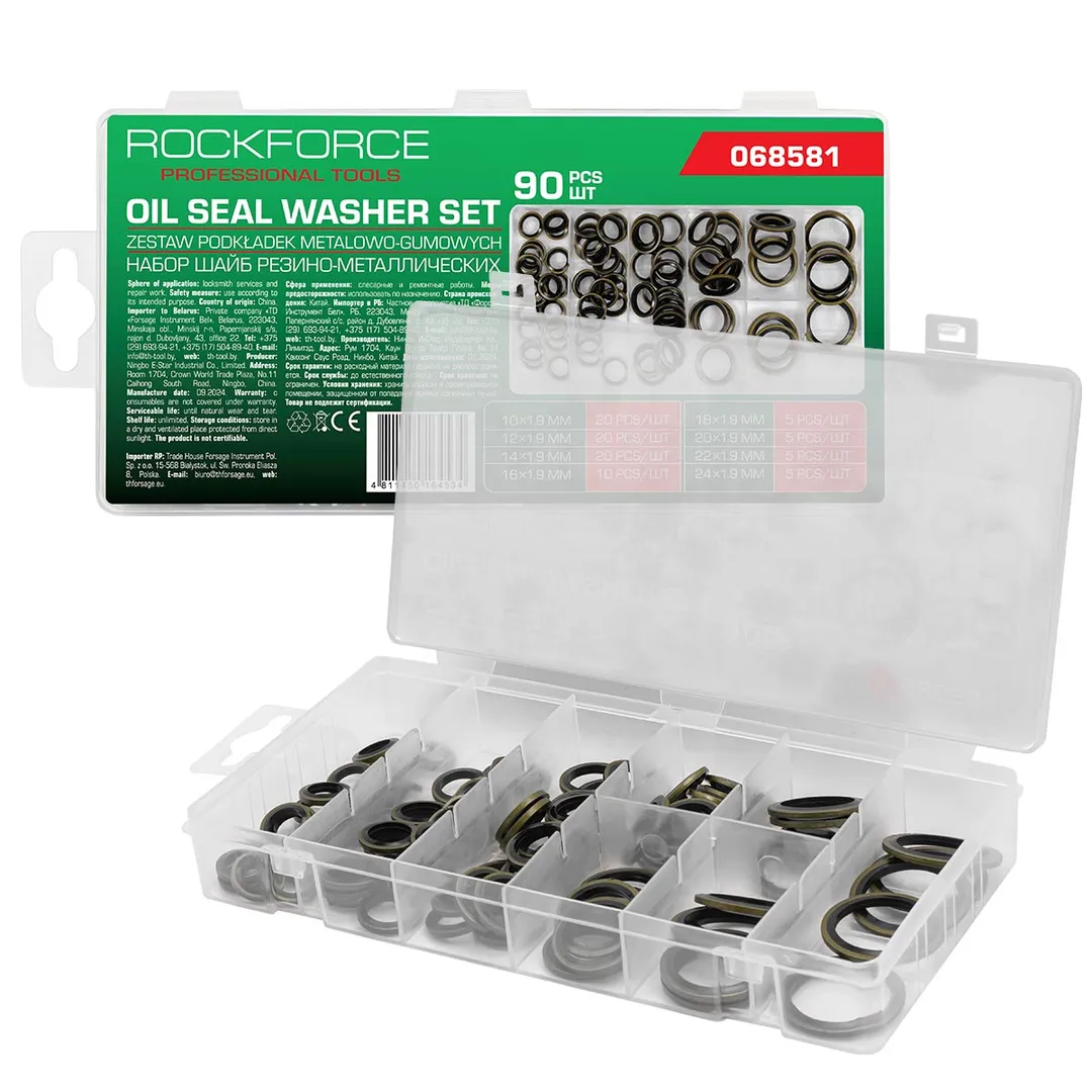 Набор резино-металлических шайб 10-24 мм 90 пр RockForce RF-068581
