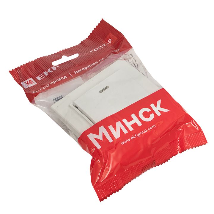 Минск Выключатель 1-клавишный СП с индикатором,10А, белый EKF Basic ERV10-121-10